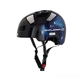 FISCHER BMX Fahrradhelm, Radhelm, Dirt Bike Helm Plus Universe, S/M, 54-59cm, schwarz, mit integriertem LED-Rücklicht