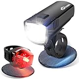 toptrek Fahrradlicht Set USB Aufladbar, StVZO zugelassen Fahrrad Lichter Led Set, IPX5 Wasserdicht Fahrradbeleuchtung Set, Fahrradlampe Vorne & Rücklicht Set