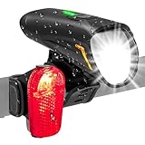 HAZENS Fahrradlicht Set, StVZO-zugelassen Fahrradleuchten-Set | Fahrradlicht USB Aufladbar Fahrradbeleuchtung Set, IPX5 Wasserdicht Fahrradlicht vorne + Rücklicht, USB Type-C