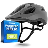 BÜCHEL Fahrradhelm mit In-Mould-Technologie – für Kinder & Erwachsene – Cam Lock, Kinnpolsterung & Fliegennetz – Größen M 52–57 cm & L 58–61 cm – Schwarz, Weiß, Grau (Grau Matt, M, 52-57cm)