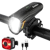 Deilin Upgraded LED Fahrradlicht Set, bis zu 70 Lux Fahrradlampe, Zugelassen USB Aufladbar Fahrradbeleuchtung, IPX5 Wasserdicht Fahrradlicht Vorne Frontlicht& Rücklicht Set