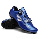 Hixingo Fahrradschuhe Herren Damen MTB Radsportschuhe Rennradschuh, Blau Mountainbike Schuhe Sneaker Atmungsaktive Outdoor-Radschuhe Fahrrad Schuhe, SPD-SL/SPD Kompatibles, 44 EU