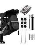 Fahrrad Multitools 16-in-1 Fahrrad Reparatur Werkzeug Set Mit Mini Pumpe,Fahrrad Notfallset Werkzeugset Multifunktionswerkzeug MTB Flickzeug Reifenheber mit Satteltasche