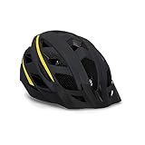 FISCHER Erwachsene Fahrradhelm, Radhelm, Cityhelm, Mountainbike-Helm Urban Montis, L/XL, 58-61cm, schwarz-gelb, mit beleuchtetem Innenring-System