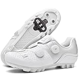 PENXZT Mountainbike Schuhe Herren Damen, Kompatibel mit Shimano SPD 2-Bolts Pedals Anti-Skid Atmungsaktiv Fahrrad Spin MTBschuhe Radsportschuhe,Weiß,38 EU