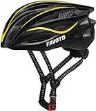 Favoto Fahrradhelm für Erwachsene Fahrrad Helmet mit Abnehmbarer Innenfutter Verstellbar Rennradhelm Rollerhelm Mountainbike MTB Helm 54-62cm für Herren Damen (Schwarz-Gelb)