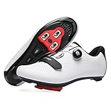 ARTVEP Fahrradschuhe Herren Damen Rennradschuhe MTB Radschuhe Kompatibel mit Look SPD SPD-SL Delta Lock Pedal Reitschuhe Peloton Schuhen Weiß EU46 / 280