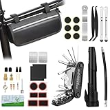 Ninonly Fahrrad Reparaturset 38Pcs Fahrrad Notfallset mit 16-in-1 Fahrrad Multitool Fahrradwerkzeug für Unterwegs Fahrradpumpe und Alles was Du Brauchst, für Mountainbike Rennrad Travel Tool Kit