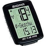 Sigma Sport Fahrrad Computer BC 7.16 ATS, 7 Funktionen, Durchschnittgsgeschwindigkeit, Kabelloser Fahrradtacho, Schwarz